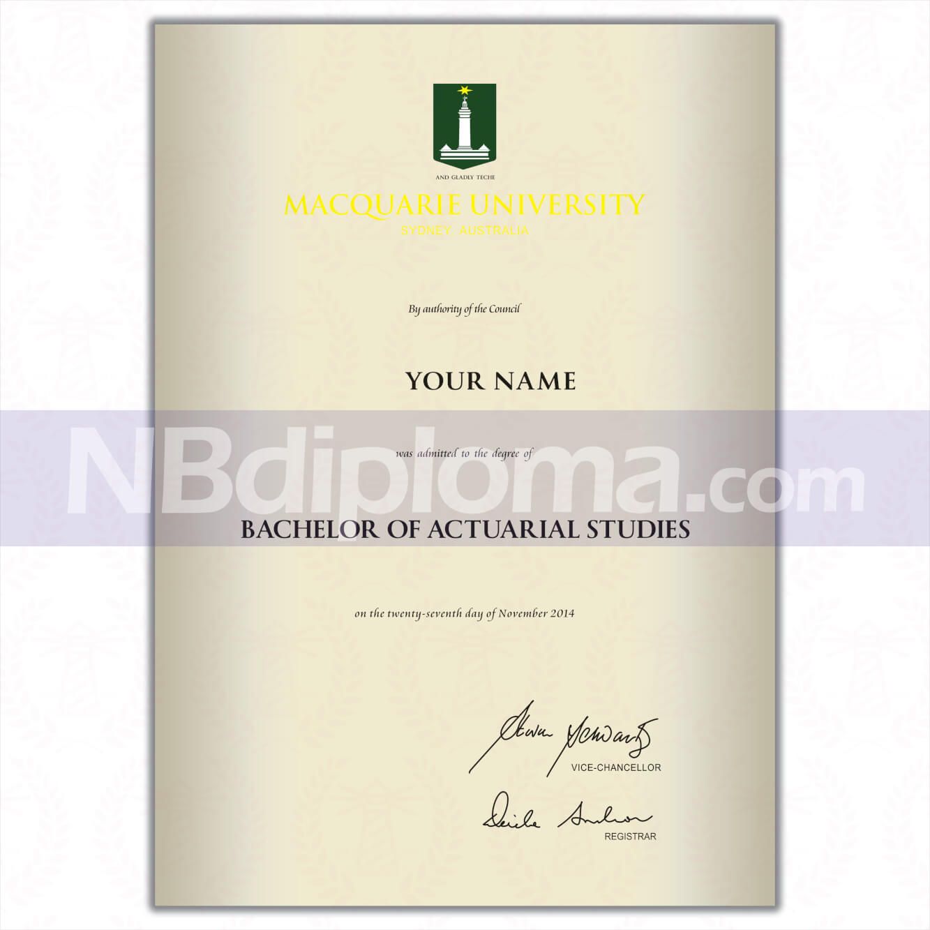 麥考瑞大學畢業證書Macquarie University Diploma