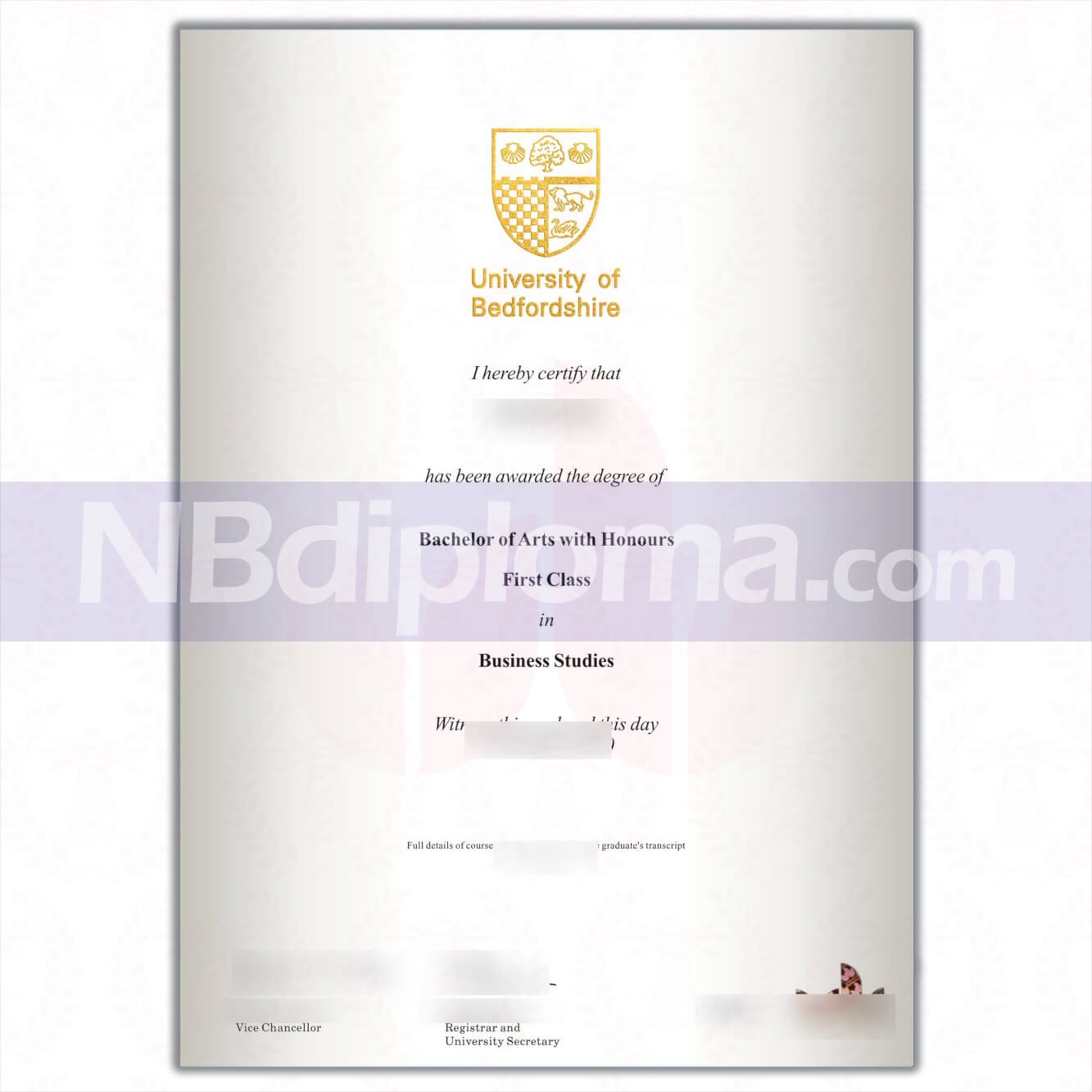 貝德福特大學畢業證書univerity-of-bedfordshire-diploma